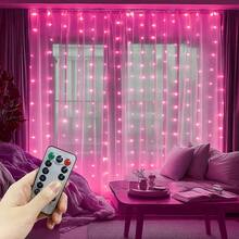 Indoor & Outdoor Decor, Valentine's Day Decor, Remote Control Curtain Lights, Holiday Lighting, Yard Decor, USB Powered Camping Decor Lights, Holiday Wreath Fairy Lights, 4 Light Colors, 8 Lighting Modes Romantic Decor Lights For Wedding Party, Room Curtain Lights, Dinner Party Decor Lights, Birthday Party Decor Lights, Christmas & Halloween Decor Lights, Garden Decor Lights - USB Curtain Light String - View 20