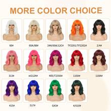 FULCRUM Parrucca corta a caschetto con onde e frangia per donne e ragazze, parrucca colorata per feste, cosplay e Ognissanti - Multicolore - Visualizzare 4