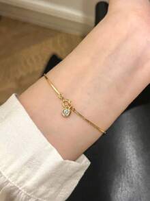 1pc 18K Gold Plated Stainless Steel Bubble Snake Bone Round Diamond Bracelet, Delicate Luxury Niche Design, Suitable For Daily Wear, 2026 New Arrival - Snake Bone Round Diamond Bracelet - View 3