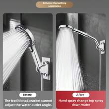 Adjustable Shower Angle Adapter, Stainless Steel Rotatable Elbow Connector, Converts Handheld Shower Head To Rain Shower, Shower Angle Adjuster, Shower Top Spray Rotatable Elbow Extension Rod - Multicolor - View 6