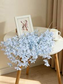 3/1pc Pale Blue Artificial Apple Blossom Branch - Artificial Cherry Blossom Decor, Realistic Floral Decoration, Suitable For Wedding, Engagement, Valentine's Day, Plastic Fake Flowers, Can Be Used For Home And Hotel Ceiling, Tabletop, Wedding Decor, Vase Filler - Multicolor - View 3