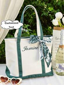 1 chiếc túi tote tùy chỉnh, túi tote thuyền tùy chỉnh, quà tặng cá nhân hóa, quà tặng cho phù dâu, túi xách đi biển, túi tote vải canvas thêu, túi tote in chữ tùy chỉnh, quà tặng cho tiệc độc thân, cặp sách, quà tặng cho nữ - Nhiều màu - Xem 1