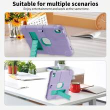 Military Industry Anti-Fall 1pc, Protective Case With Pen Holder And Stand, Compatible With 11th/10th Generation, Rugged Protective Cover For A16 11-Inch And 10th Generation 10.9-Inch 2022/2025 (Light Purple + Glacier Green) - Light Blue + Sky Blue - View 7