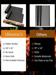 1/2/3片装可重复使用易清洁烤箱/炉灶保护垫，不粘耐热烘焙垫，加厚耐用烤箱垫，炉灶保护垫，防溢防漏垫，适用于家庭和户外烧烤、DIY甜点、厨房烘焙硅胶垫、烤箱配件 - 黑色 - 查看 5