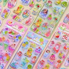 Pegatinas de agua con diseños de helado, caramelo, fruta y cristales brillantes, pegatinas decorativas en relieve divertidas para botellas de agua, refrigeradores, fundas de teléfono, cuadernos, scrapbooking, recompensas y manualidades - Multicolor - Ver 3