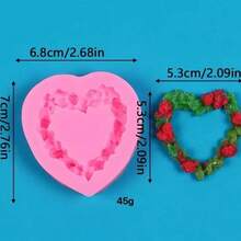 Rose Heart Wreath Silicone Mold, DIY Heart-Shaped Floral Border Handmade Resin Pendant Mold, Durable Reusable Mold - Pink - View 5