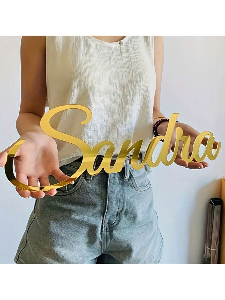定制亚克力镜面文字，金/银/黑字母个性化墙贴装饰，适用于卧室、客厅、酒吧、俱乐部、书房、更衣室、婚礼、派对背景装饰，独特姓名墙贴艺术，完美的生日和节日礼物，送给家人、朋友、伴侣，情人节、母亲节礼物 - 彩色 - 查看 1