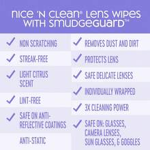 & Cera Lens, Goggles, Nice 'n Clean SmudGuard Lens Cleaning Wipes (100 Total Wipes) | Pre-Moistened Indivily Wred Wipes | Non-Scratching & Non-Streaking |  For Eyeglasses Variant 1 - 100 cái (Gói 1) - Xem 8
