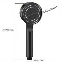 Luxurious High-Pressure 1pc Handheld Shower Head - 5 Adjustable Spray Modes, Wall-Mounted, Sleek Black & White - Enhance Your Bathing Experience - Black-1pc - View 6