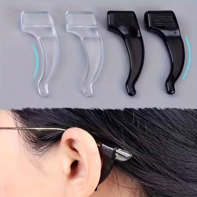 6/10/20 piezas Ganchos para orejas de silicona antideslizantes - Disponibles en transparente, negro y otros colores, adecuados para deportes y actividades al aire libre, retenedores de gafas cómodos, correas de gafas de moda, aseguran templos de gafas cómodos y seguros, soporte de gafas deportivas para adultos, fijador de gafas, templos de gafas de silicona antideslizantes, regalo ideal