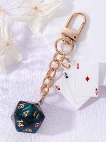 1pc Creative Dice & Playing Card Keychain, Backpack Charm, Fashion Accessory, Bag Pendant - Multicolor - View 16