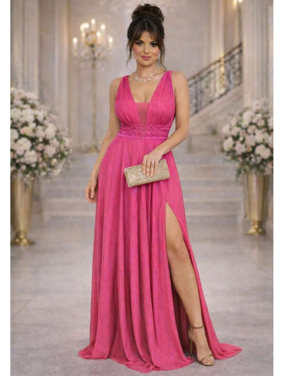 Women Dresses - 玫紅色 - 查看 1