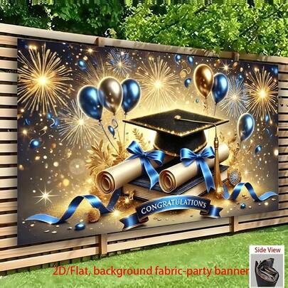 2D Flat Design, 1 Piece Graduation Party Banner Suitable For Home, Room, And Wall Decoration-Versatile Multicolor Graduation And Diploma Scroll Design, Specially Crafted For Graduation Celebrations, 2D Flat Style