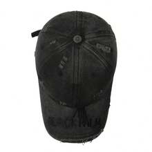 1pc Spring/Autumn New Distressed Brim High Street American Baseball Cap, Niche Fashion Versatile Sun-Shading Soft Top Baseball Hat - A - View 7