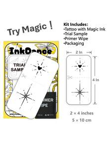 1套“心形星爆”科技纹身贴纸，半永久纹身，临时纹身，持久耐用，仿真纹身，闪耀之爱与指路星系列，防水，逼真纹身效果，植物基 X253 - 黑色 - 查看 3