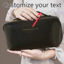 Customizable Large Capacity PU Leather Cosmetic Bag Personalized Travel Toiletry Bag With Handle And Multi-Pocket Interior - Multicolor - View 1