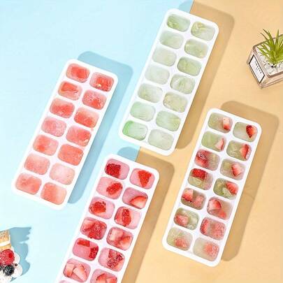 1/4pcs Cube Of Ice Trays With Lids | Durable Polypropylene, Easy-Release, Stackable For Freezer, Ideal For Beverages And Cocktails