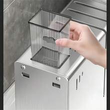 1个不锈钢壁挂式刀架，多功能厨房用具收纳架，刀座整理器 - 銀色 - 查看 9