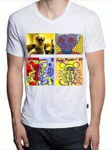 Nuevas camisetas superventas de 20261Pcs Camiseta Casual de Verano para Hombre 100% Algodón Cuello Redondo Manga Corta Estampado Digital 220g Diseño que Rinde Homenaje a un Estilo Artístico Único - Blanco - Ver 12