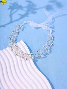 1pc Women's Exquisite Handmade Plum Blossom Design Bridal Headband Elegant - Silver - View 4