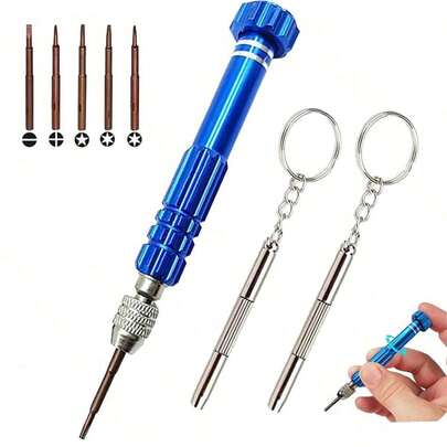 5合1便携式多功能螺丝刀套装，S2钢磁性螺丝刀套装，适用于眼镜、时尚眼镜、电子产品、手机、珠宝维修工具