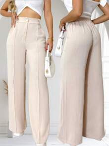 Women's Duna Wide-Leg Pants With Premium Fabric Lining. - Light Beige - View 7