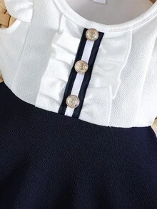 Vestido elegante sin mangas con volantes en el bajo para niñas, para el verano - azul real - Ver 5