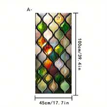 1/2 piezas Película estática esmerilada para ventanas, calcomanía de vidrio manchado con onda de diamante de colores retro, material de PVC removible y resistente al agua, adecuado para baños, cocinas, puertas de vidrio de salas de estar, protección de privacidad - Multicolor - Ver 15