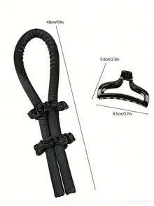 缎面丝绸免加热卷发棒发箍 - 无需加热的卷发器，带爪夹，适合长发，可打造柔和卷发和波浪，不伤发质，适合夜间睡眠造型 - 黑色 - 查看 2