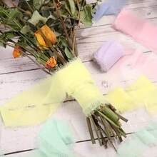 6 Rolls 1.5inch*5m Mixed Color Chiffon Fringe Ribbon, Easter Holiday Decoration Ribbon - View 5