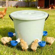 自动家禽饮水器套装 - 大号蓝色鸡用饮水杯，适用于鸡、鸭、鹅、火鸡和兔子 - 5 件套（不含水桶） - 餵水器 - 查看 2
