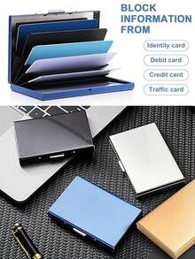 XAXRE 1个RFID屏蔽不锈钢信用卡钱包，可保护现金、文件、信用卡，金属卡包，适合正式/商务场合，推荐作为情人节礼物 - 均碼 - 查看 10
