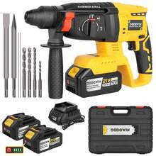 SDS-Plus Hammer Drill, 21V Brushless Cordless SDS Hammer Drills, 4000mah 4.0Ah Lithium-Ion Battery Powered, 4.0A Fast Charger, 4 Modes, Rotomartillo For Concrete, Heavy-Duty Wireless Charging Electric Pick, Christmas Gifts - US A Type Plug(110-127V) - View 1