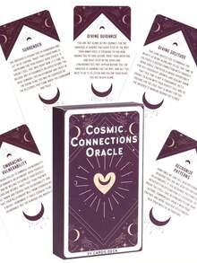 54张宇宙连接神谕卡，尺寸约10.3x6厘米，浪漫疗愈占卜卡，适用于婚礼、音乐节、万圣节、圣诞节、情人节、斋月、复活节、愚人节等场合。 - 1pcs - 查看 1