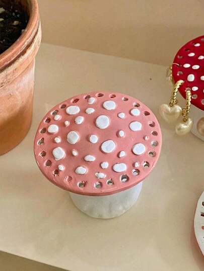 Red Resin Mushroom Earring Holder, Desktop Jewelry Display Stand, Suitable For Jewelry, Red Mushroom Design Jewelry Storage Box