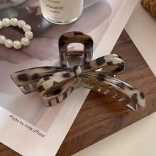 1pc Retro Elegant Plastic Hair Clip, Leopard Bow Hair Claw, Large Hair Claw, Hair Accessory, Bohemian Style Women Hair Clip, New Fashionable Chic Hair Clip - 1 - View 6