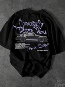 Community Of Talented People Car T-Shirt Unisex 100% Cotton New Release Premium Casual Style - 黑色 - 查看 1
