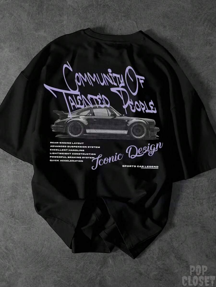 Community Of Talented People Car T-Shirt Unisex 100% Cotton New Release Premium Casual Style - 黑色 - 查看 1