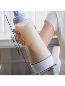 1pc/2pcs 1000ml Hand-Cranked Batter Mixer Bottle Batter Dispenser,Salad Bottles, Condiment Bottles, Cooking Bottles, Kitchen Dispensing Bottles - Trong sáng - Xem 5