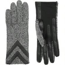 Isotoner Womens Spandex Touchscreen Cold Weather Gloves With Warm Fleece Lining And Details - Large-x-large + Black Heather - Smartdri - View 1
