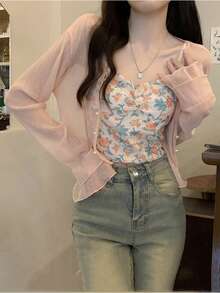 1pc Women's Long Sleeve Lightweight Cardigan, Air-Conditioned Room Shawl, Beach Cover-Up, Suitable To Pair With Spaghetti Strap Dress For Summer - Multicolor - View 10