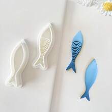 2pcs/Set Sardine Bone Soft Pottery Earrings Clay Mold DIY Jewelry Pendant Modeling Cutting Mold Handmade Tool Set - White - View 3