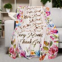 1pc Christian Bible Verse Blanket - Soft Pink Flannel Prayer & Scripture Bedspread With Psalms, John 3:16 - All-Season Spiritual Gift For Women & Men, Baptism, Weddings, Church Events - Machine Washable Religious Bedding, Cozy Flannel Blanket - Multiple Sizes Available, Ultra Soft For Sofa/Bed, Winter Necessity - 如圖所示 - 查看 2