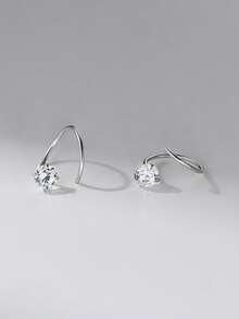 1件S925纯银极简设计单钻螺旋肚脐环 - 單隻 - 查看 7