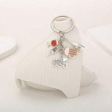 1 pieza Llavero de aleación con esmalte de la serie de vino tinto, llavero creativo y lindo adecuado para regalar a amigos - Unitalla - Ver 3