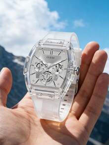 Đồng hồ nam GUESS vỏ rỗng, đa chức năng, máy quartz, mặt số lớn, phù hợp cho cả hoạt động thường ngày, dạo phố và thể thao, thời trang và thanh lịch, món quà lý tưởng cho bạn trai. - trắng - Xem 10