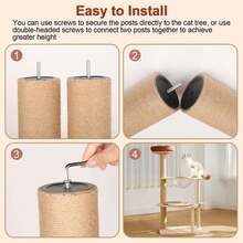 2pcs Sisal Rope Columns, Cat Tree Replacement Posts, DIY Material For Sisal Rope Cat Scratching Post - Yellow - View 4