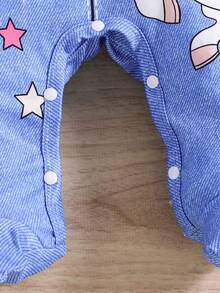 1pc Cute Striped Pony Newborn Baby Romper - Blue - View 7