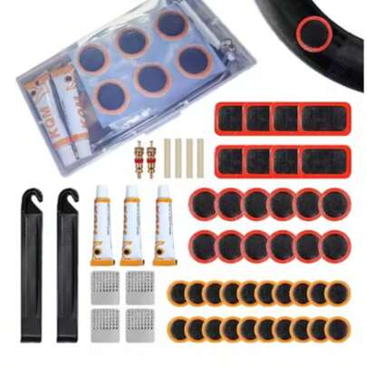 56PCS Ultra Portable Bicycle Tire Repair Kit, No Need For Troublesome Puncture Repair, Providing A Lightweight Pocket Sized Tool Kit For Cyclists To Instantly Repair Tire Blowouts Anytime, Anywhere, And Providing Worry Free Air Leak Repair For Cyclists