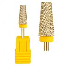 锥形筒状硬质合金美甲钻头，硬质合金美甲钻头，丙烯酸指甲锉，角质层修整器，凝胶美甲美足工具 - 黃色 - 查看 1